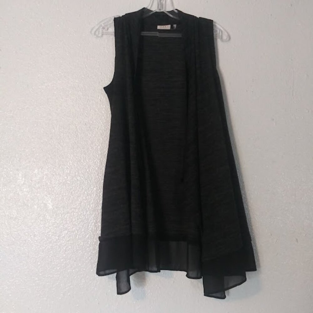 Logo by Lori Goldstein women's size S gray marbled sleeveless cardigan sweater